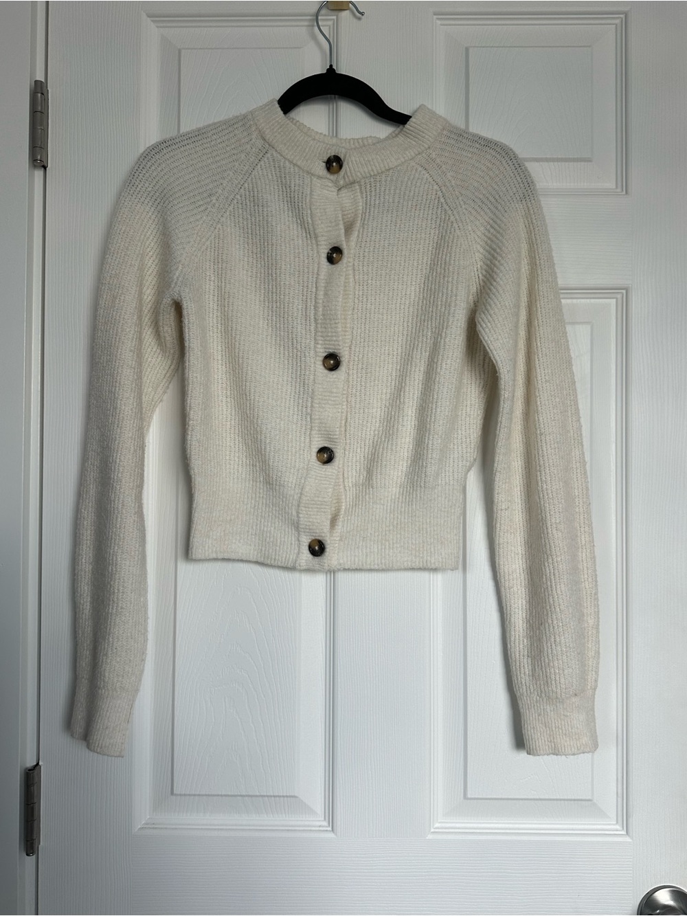 H&M Cream Button-Front Knit Cardigan